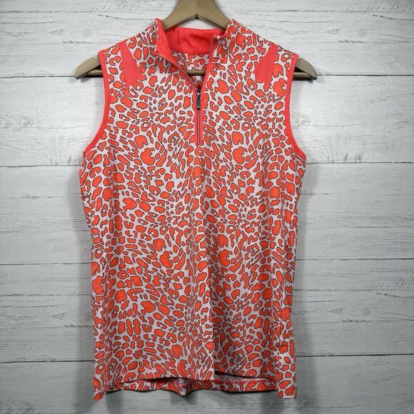 Tail White Label Womens Size Large Vented Lightweight Golf Tank Coral 1/4 Zip - Picture 1 of 7